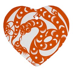Chinese Zodiac Horoscope Snake Star Orange Heart Ornament (two Sides) by Mariart