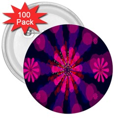 Flower Red Pink Purple Star Sunflower 3  Buttons (100 Pack)  by Mariart