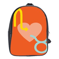 Illustrated Zodiac Love Heart Orange Yellow Blue School Bags(large)  by Mariart