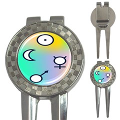 Illustrated Moon Circle Polka Dot Rainbow 3-in-1 Golf Divots by Mariart