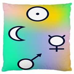 Illustrated Moon Circle Polka Dot Rainbow Large Flano Cushion Case (one Side) by Mariart