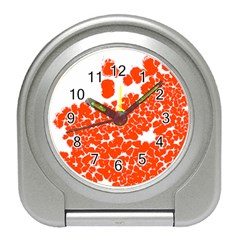Red Spot Paint White Polka Travel Alarm Clocks by Mariart