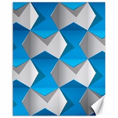 Blue White Grey Chevron Canvas 11  X 14   by Mariart
