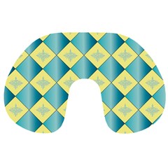 Yellow Blue Diamond Chevron Wave Travel Neck Pillows by Mariart