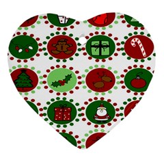 Christmas Heart Ornament (two Sides) by Mariart