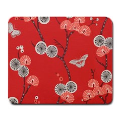 Dandelions Red Butterfly Flower Floral Large Mousepads by Mariart