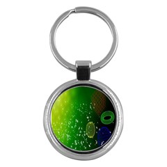 Geometric Shapes Letters Cubes Green Blue Key Chains (round)  by Mariart