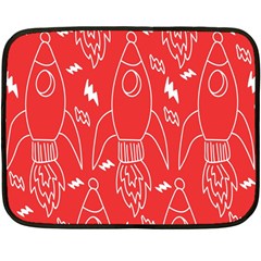 Moon Red Rocket Space Fleece Blanket (mini) by Mariart