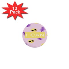 I Can Purple Face Smile Mask Tree Yellow 1  Mini Buttons (10 Pack)  by Mariart