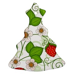 Strawberry Fruit Leaf Flower Floral Star Green Red White Christmas Tree Ornament (two Sides) by Mariart