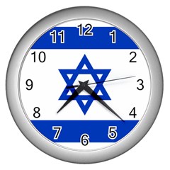 Flag Of Israel Wall Clocks (silver)  by abbeyz71