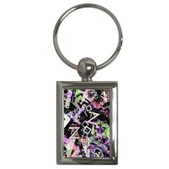 Chaos With Letters Black Multicolored Key Chains (rectangle)  by EDDArt