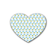 Blue Yellow Star Sunflower Flower Floral Heart Coaster (4 Pack)  by Mariart