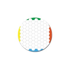 Hex Grid Plaid Green Yellow Blue Orange White Golf Ball Marker (10 Pack) by Mariart