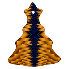 Plaid Blue Gold Wave Chevron Ornament (christmas Tree)  by Mariart