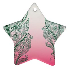 Toggle The Widget Bar Leaf Green Pink Star Ornament (two Sides) by Mariart