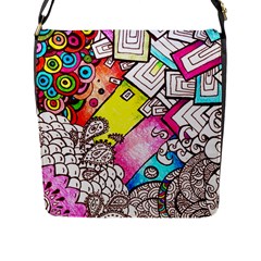 Beautiful Colorful Doodle Flap Messenger Bag (l)  by Nexatart