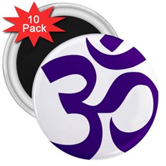 Hindu Om Symbol (purple) 3  Magnets (10 Pack)  by abbeyz71