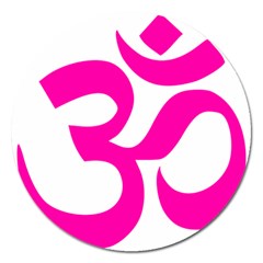 Hindu Om Symbol (pink) Magnet 5  (round) by abbeyz71