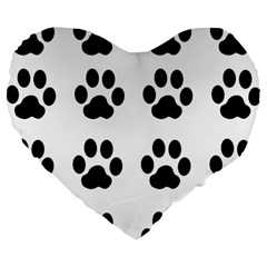Claw Black Foot Chat Paw Animals Large 19  Premium Flano Heart Shape Cushions by Mariart