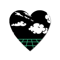 Illustration Cloud Line White Green Black Spot Polka Heart Magnet by Mariart