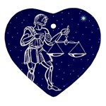 Libra Zodiac Star Heart Ornament (Two Sides) Back