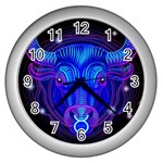 Sign Taurus Zodiac Wall Clocks (Silver)  Front