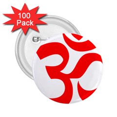 Hindu Om Symbol (red) 2 25  Buttons (100 Pack)  by abbeyz71