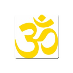 Hindu Om Symbol (yellow) Square Magnet by abbeyz71