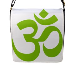 Hindu Om Symbol (lime Green) Flap Messenger Bag (l)  by abbeyz71