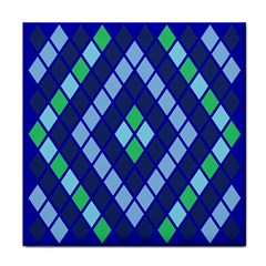 Blue Diamonds Green Grey Plaid Line Chevron Tile Coasters by Mariart