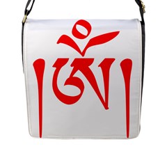 Tibetan Om Symbol (red) Flap Messenger Bag (l)  by abbeyz71