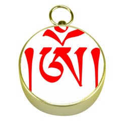 Tibetan Om Symbol (red) Gold Compasses by abbeyz71