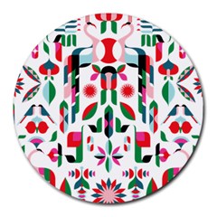 Abstract Peacock Round Mousepads by Nexatart