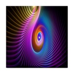 Abstract Fractal Bright Hole Wave Chevron Gold Purple Blue Green Face Towel Front