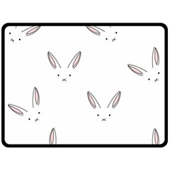 Bunny Line Rabbit Face Animals White Pink Fleece Blanket (large)  by Mariart