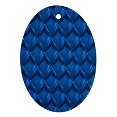 Blue Dragon Snakeskin Skin Snake Wave Chefron Ornament (oval) by Mariart