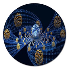 Fractal Balls Flying Ultra Space Circle Round Line Light Blue Sky Gold Magnet 5  (round) by Mariart