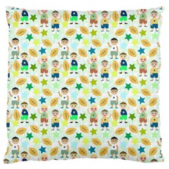 Kids Football Players Playing Sports Star Large Cushion Case (two Sides) by Mariart