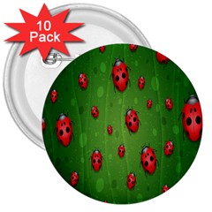 Ladybugs Red Leaf Green Polka Animals Insect 3  Buttons (10 Pack)  by Mariart