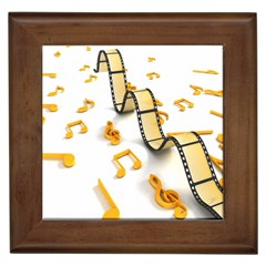 Isolated Three Dimensional Negative Roll Musical Notes Movie Framed Tiles by Mariart