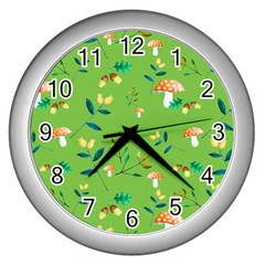 Mushrooms Flower Leaf Tulip Wall Clocks (silver)  by Mariart