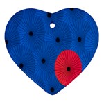 Pink Umbrella Red Blue Heart Ornament (Two Sides) Front