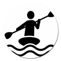Cropped Kayak Graphic Race Paddle Black Water Sea Wave Beach Magnet 5  (round) by Mariart