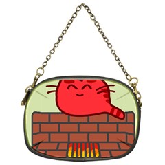 Happy Cat Fire Animals Cute Red Chain Purses (one Side)  by Mariart