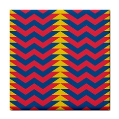 Lllustration Geometric Red Blue Yellow Chevron Wave Line Tile Coasters by Mariart