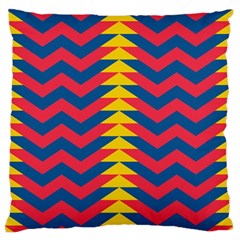 Lllustration Geometric Red Blue Yellow Chevron Wave Line Large Flano Cushion Case (two Sides) by Mariart