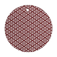 Pattern Kawung Star Line Plaid Flower Floral Red Round Ornament (two Sides) by Mariart