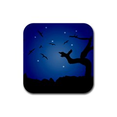 Nightscape Landscape Illustration Rubber Square Coaster (4 Pack)  by dflcprints