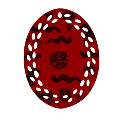 Aztecs Pattern Oval Filigree Ornament (two Sides) by ValentinaDesign